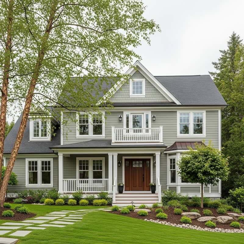 Home exterior with new siding installation